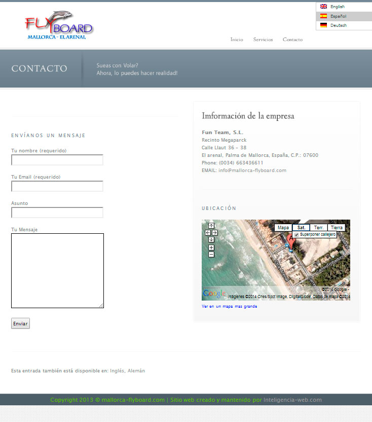Diseño web Marbella. Fly board