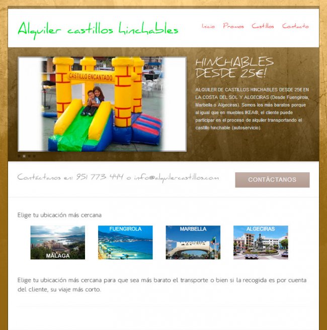 Diseño web Marbella. Alquiler de castillos hinchables en la costa del sol