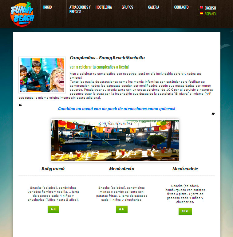 Marbella web design. Park of attractions in Marbella
