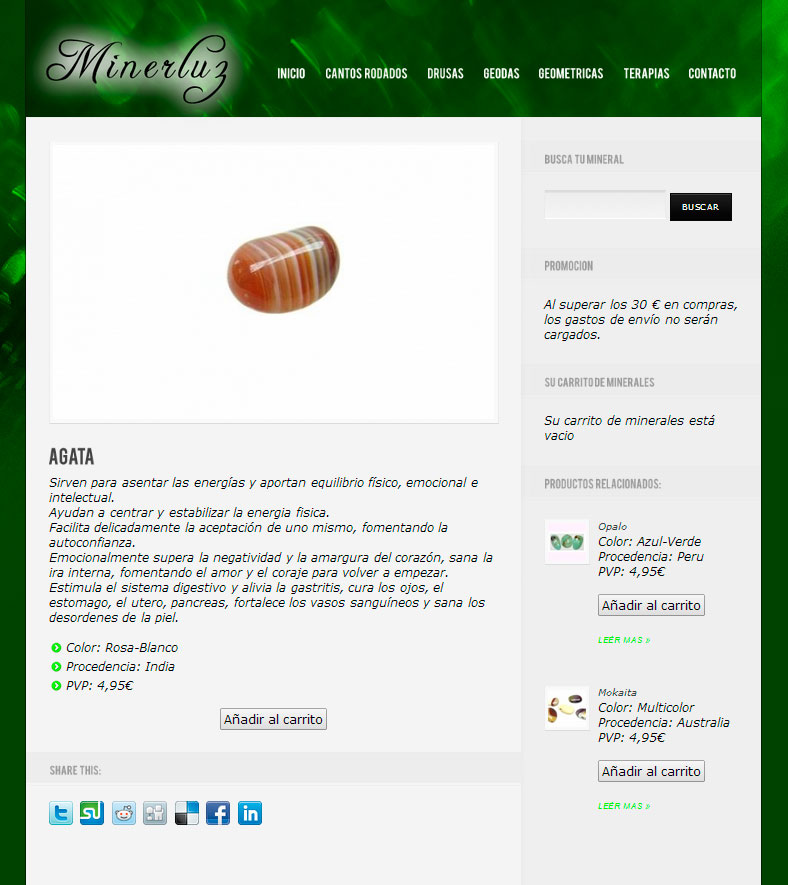 Marbella web design. Tienda virtual de minerales