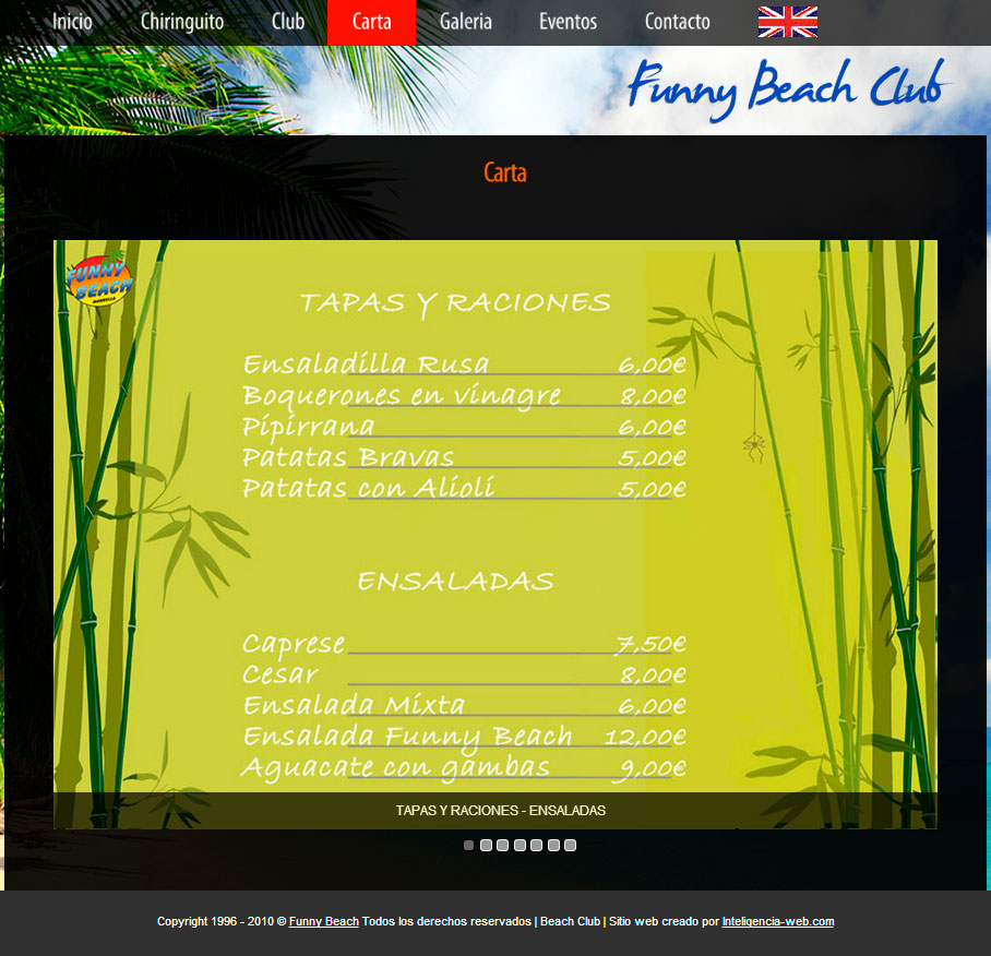 Diseño web Marbella. Beach Club en Marbella