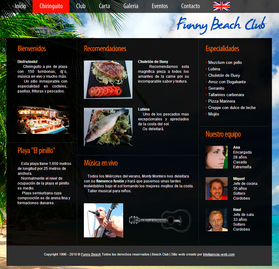 Marbella web design. Beach Club en Marbella