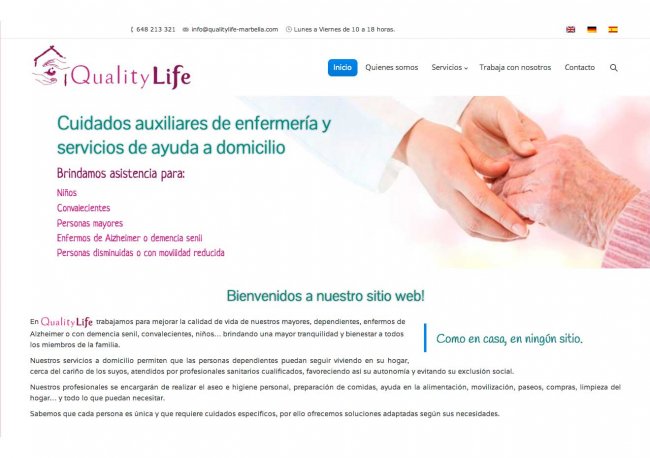 Diseño web Marbella. Servicios auxiliares de enfermeria