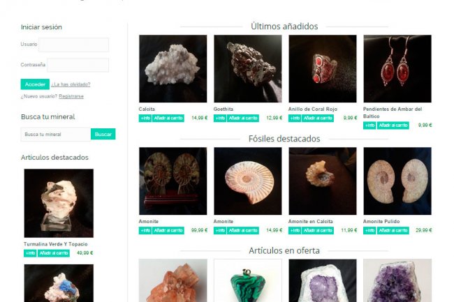 Marbella web design. Tienda online de minerales