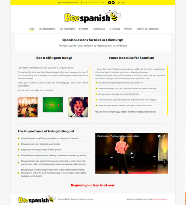 Marbella web design, escuela de español en Edimburgo
