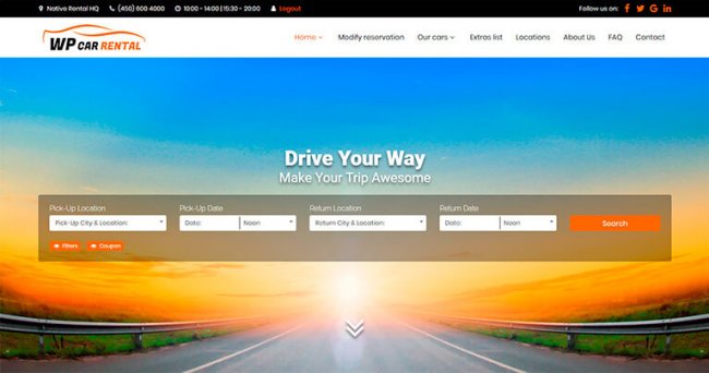 Plantilla de Wordpress para Alquiler de Autos